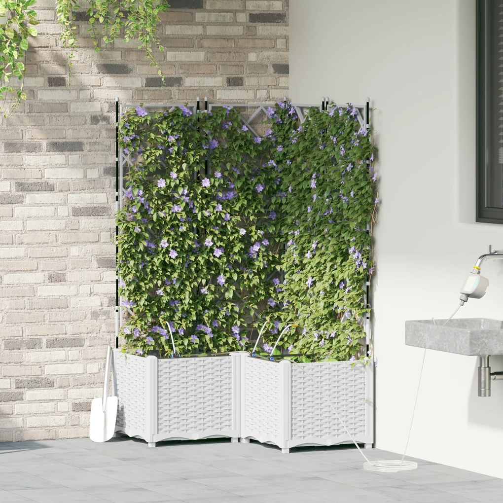 vidaXL Γλάστρες Κήπου 1 τεμ Καφασωτό Λευκό 80 x 80 x 142 cm Πλαστικό