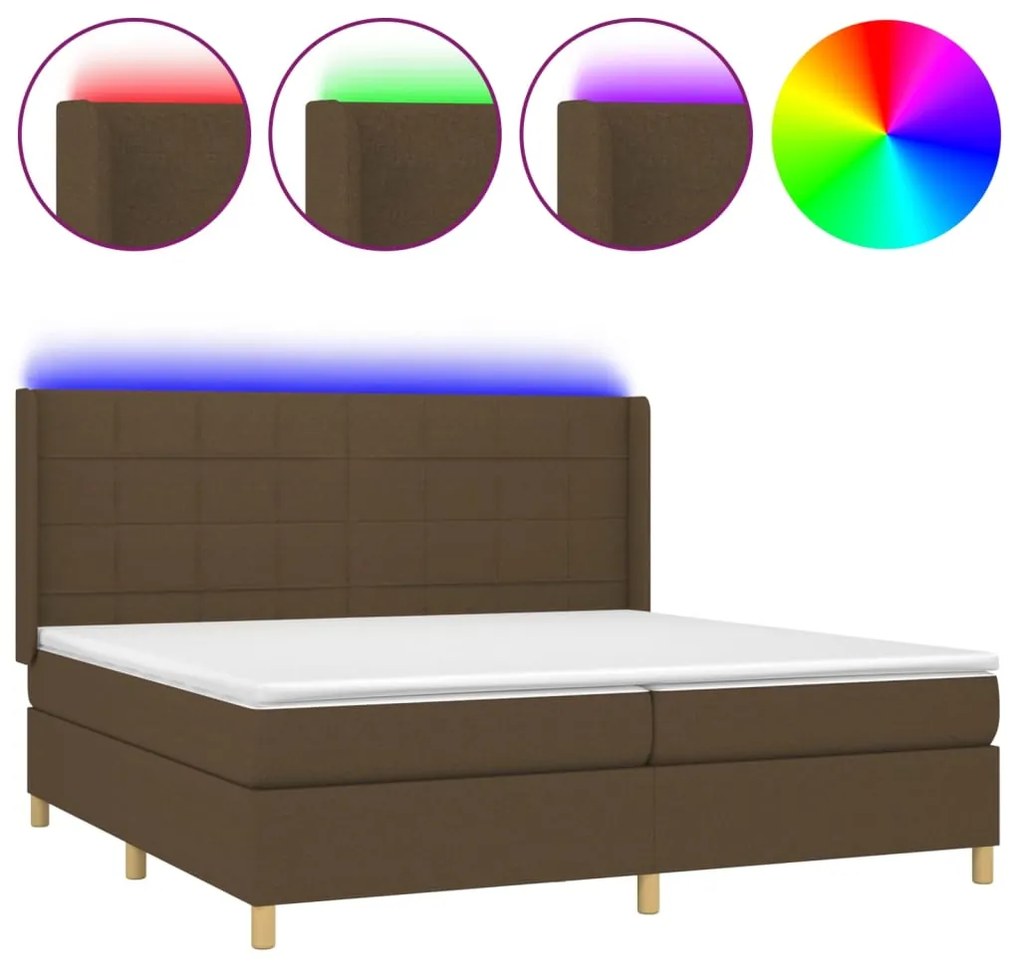 ΚΡΕΒΑΤΙ BOXSPRING ΜΕ ΣΤΡΩΜΑ &amp; LED ΣΚ.ΚΑΦΕ 200X200ΕΚ. ΥΦΑΣΜΑΤΙΝΟ 3138904