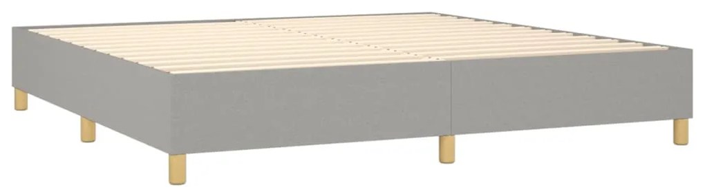 vidaXL Κρεβάτι Boxspring με Στρώμα &amp; LED Αν.Γκρι 200x200εκ. Υφασμάτινο