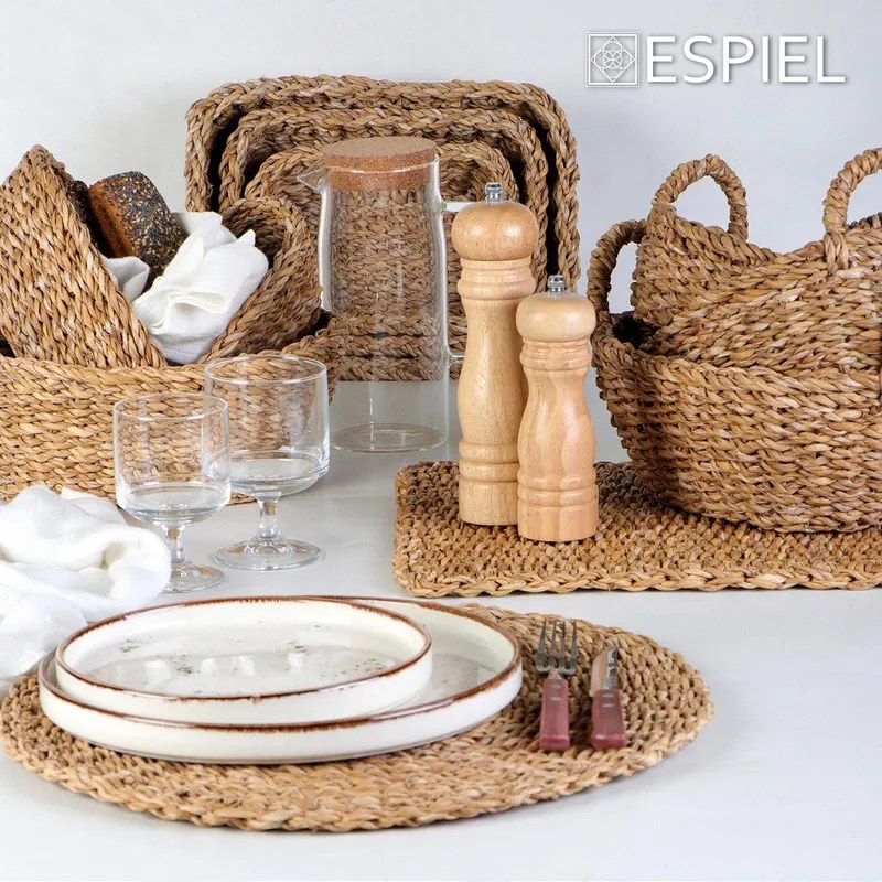 ΨΩΜΙΕΡΑ ΟΒΑΛ ΜΕ ΧΕΡ. L SEAGRASS 28Χ18Χ10 ΕΚ ΣΕΤ 4 τμχ - ESPIEL - KAG126