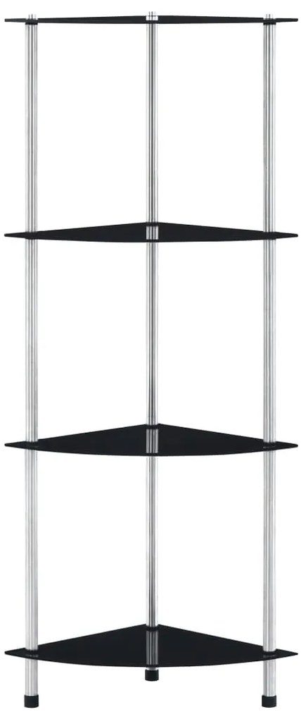 vidaXL Τραπεζάκι Σαλονιού 4 Επιπέδων Μαύρο 30x30x100 εκ Ψημ. Γυαλί