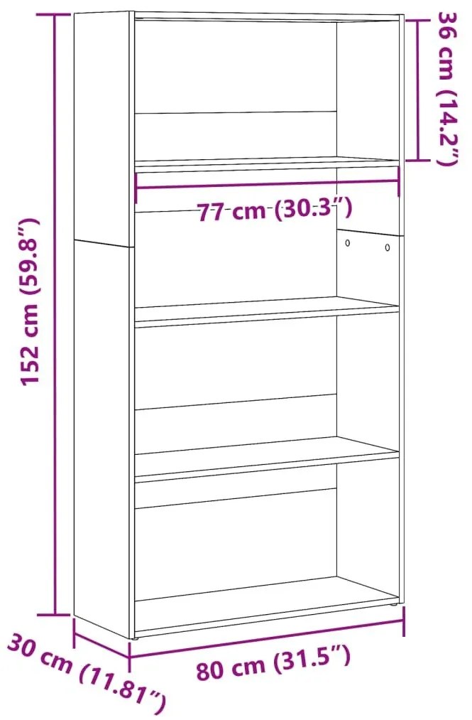 Βιβλιοθήκη Μαύρη 80x30x152 εκ. από Επεξεργασμένο Ξύλο - Μαύρο