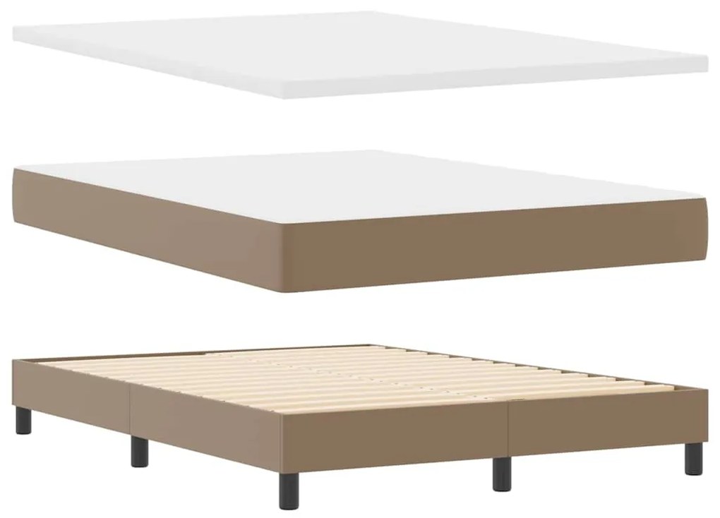 vidaXL Κρεβάτι με ελατήρια Καπουτσίνο 160 x 200 cm Τεχνητό δέρμα