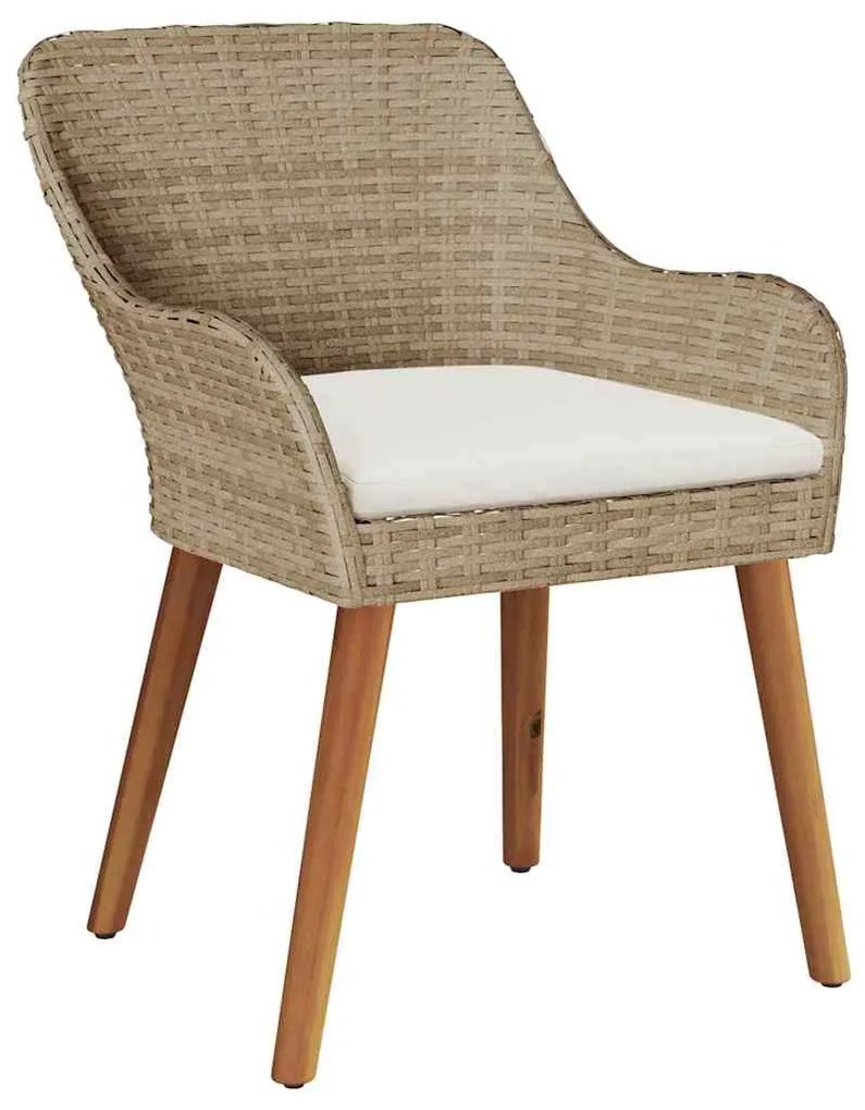 vidaXL Σέτ φαγητού για κήπο με μαξιλάρι 9 pcs Μπεζ συνθετικό ρατάν