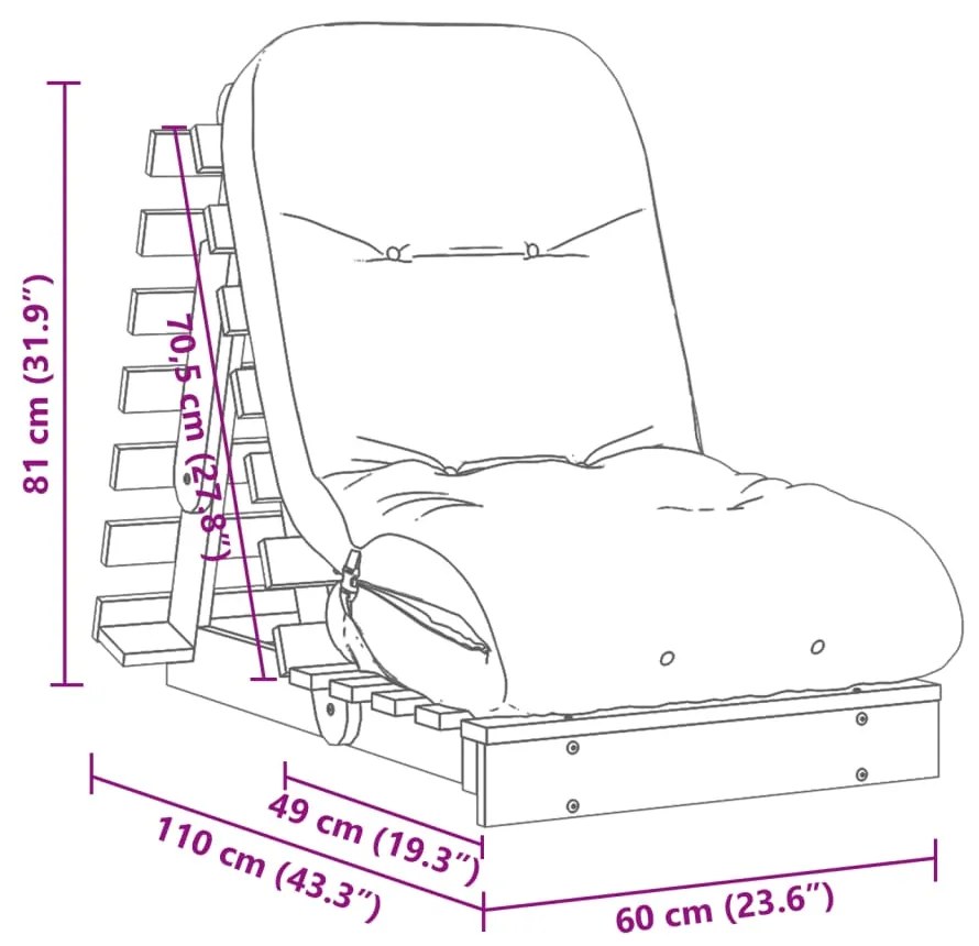 Καναπές Κρεβάτι Futon με Στρώμα 60x206x11 εκ. Μασίφ Ξύλο Πεύκου - Λευκό