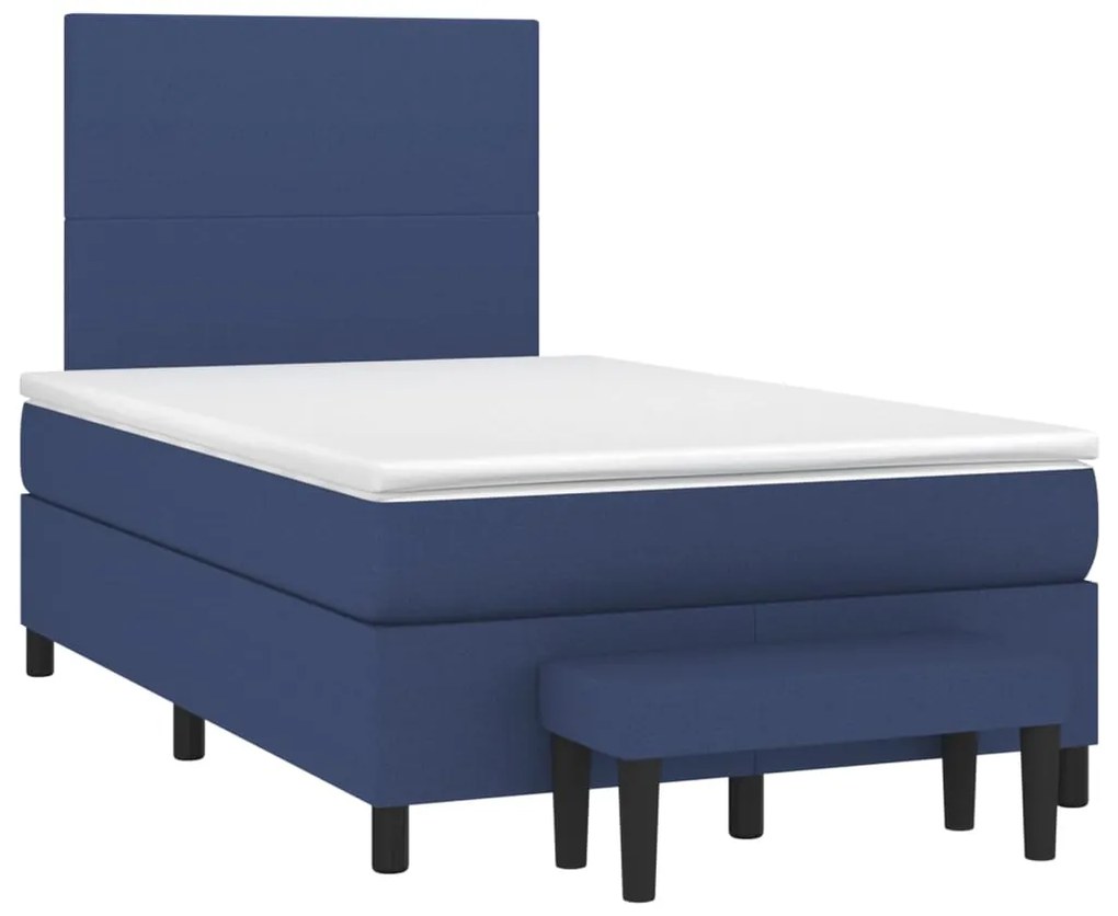 vidaXL Κρεβάτι Boxspring με Στρώμα Μπλε 120x190 εκ. Υφασμάτινο