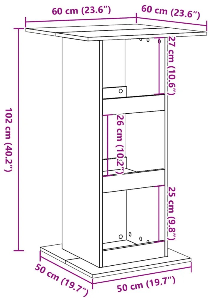 ΤΡΑΠΕΖΙ ΜΠΑΡ ΜΕ ΡΑΦΙΑ ΚΑΠΝΙΣΤΗ ΔΡΥΣ 60X60X102 ΕΚ. ΕΠΕΞΕΡΓ. ΞΥΛΟ 854332