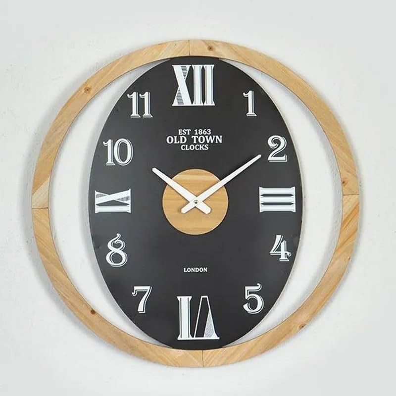 Ρολόι Τοίχου 753-10061 60x5x60cm Black-Natural Estheti Home Ξύλο,Μέταλλο