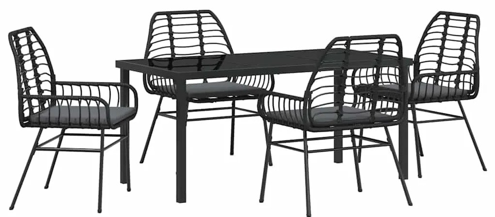 vidaXL Σέτ φαγητού για κήπο 5 pcs Μαύρο συνθετικό ρατάν