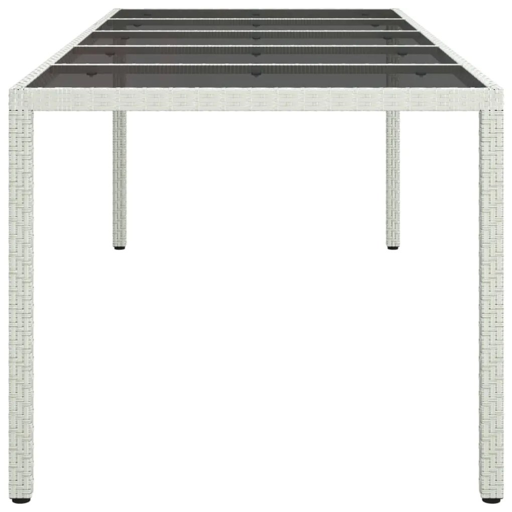 vidaXL Τραπέζι Κήπου Λευκό 250x100x75 εκ. Συνθετ. Ρατάν/Ψημένο Γυαλί