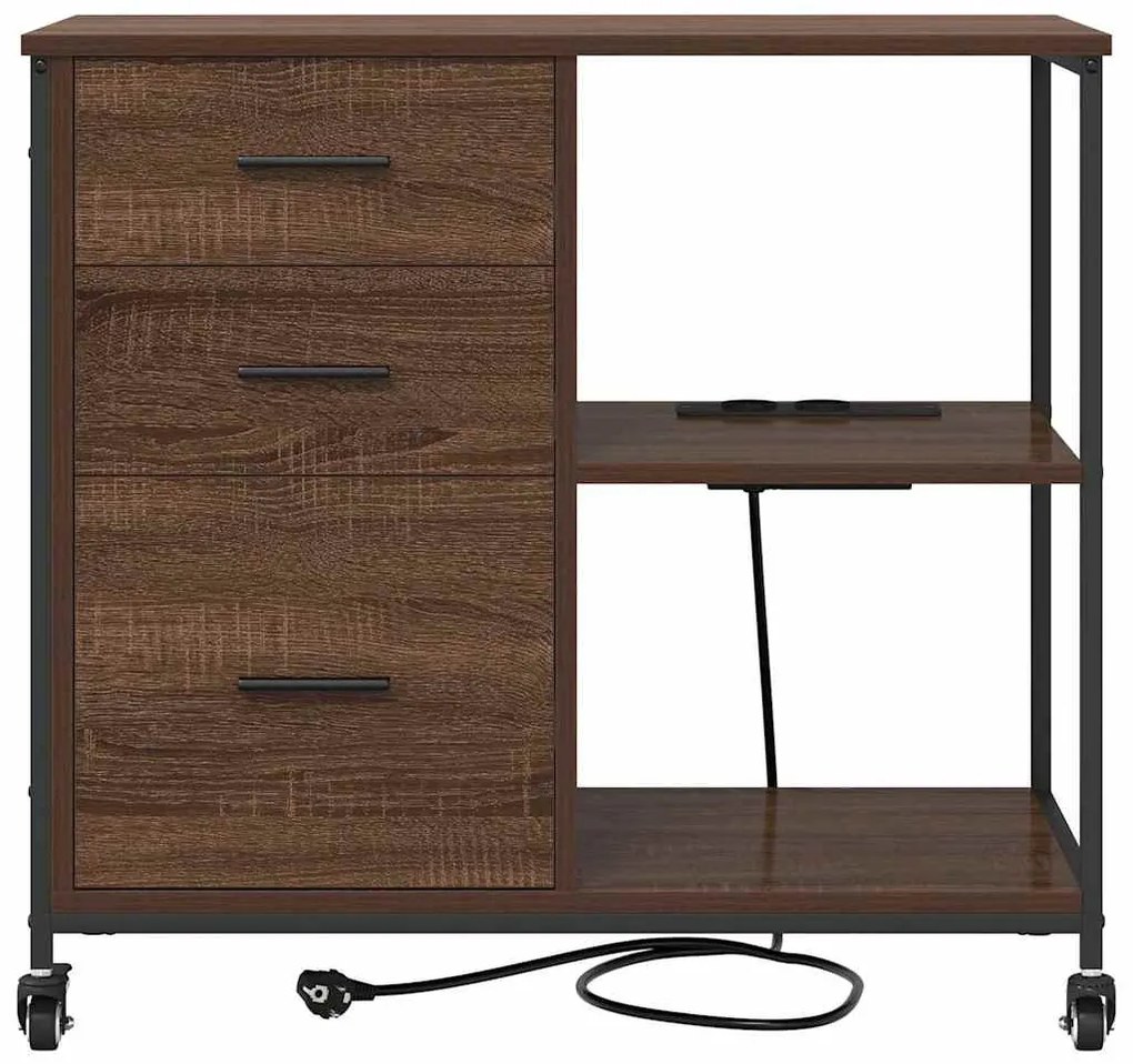 vidaXL Ντουλάπα με Σταθμό Φόρτισης Καφέ δρυς 76 x 41 x 72 cm