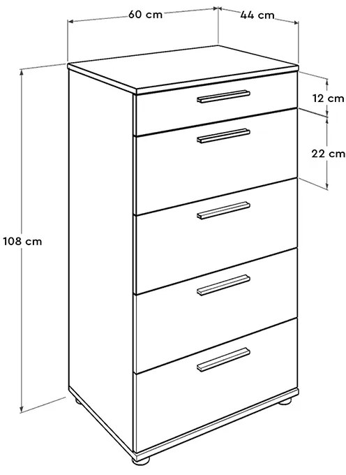 Συρταριέρα Trendline Megapap χρώμα καρυδί 60x44x108εκ.