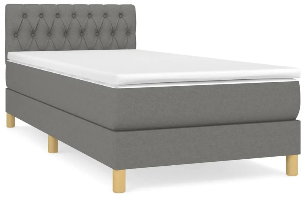 ΚΡΕΒΑΤΙ BOXSPRING ΜΕ ΣΤΡΩΜΑ ΣΚΟΥΡΟ ΓΚΡΙ 100X200 ΕΚ. ΥΦΑΣΜΑΤΙΝΟ 3140834