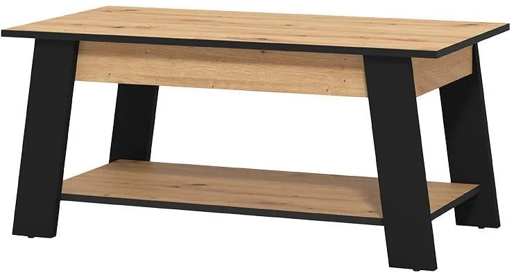 Τραπεζάκι Σαλονιού Piave Artisan Oak - Μαύρο Μάτ 101x55x47 εκ. 101x55x47 εκ.