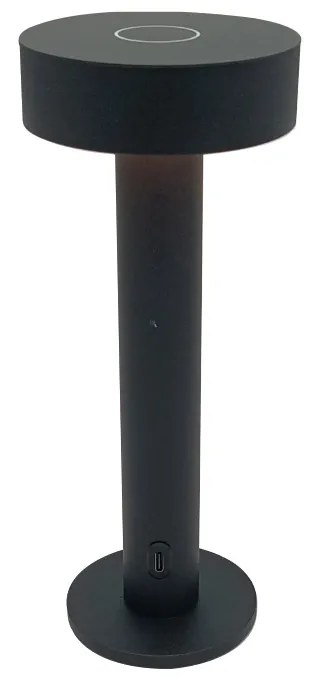 Rechargeable LED 2W 3CCT Touch Table Lamp Black D:22x9cm 3053-Black
