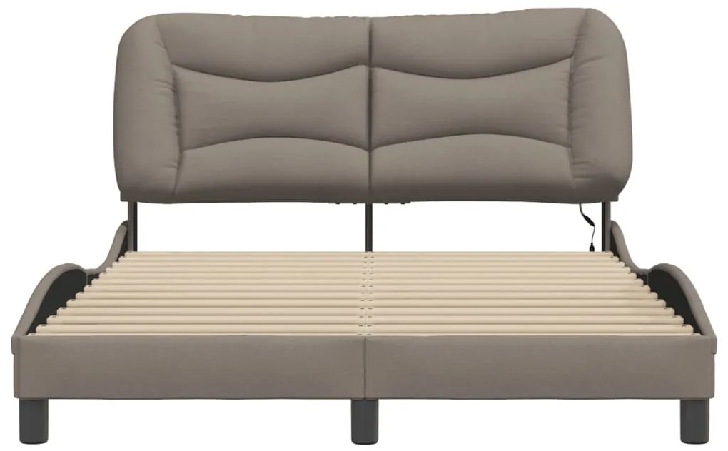 vidaXL Σκελετός Κρεβατιού με LED Χωρίς Στρώμα Taupe 120x200 εκ.