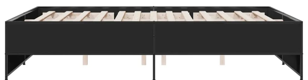 vidaXL Πλαίσιο Κρεβατιού Μαύρο 160 x 200 εκ. Επεξ. Ξύλο & Μέταλλο
