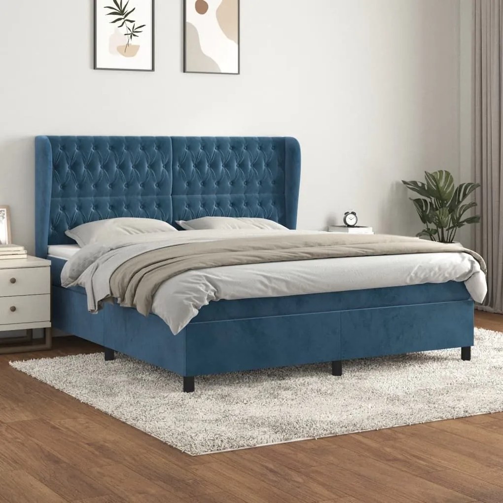 ΚΡΕΒΑΤΙ BOXSPRING ΜΕ ΣΤΡΩΜΑ ΣΚΟΥΡΟ ΜΠΛΕ 160X200 ΕΚ. ΒΕΛΟΥΔΙΝΟ 3129403