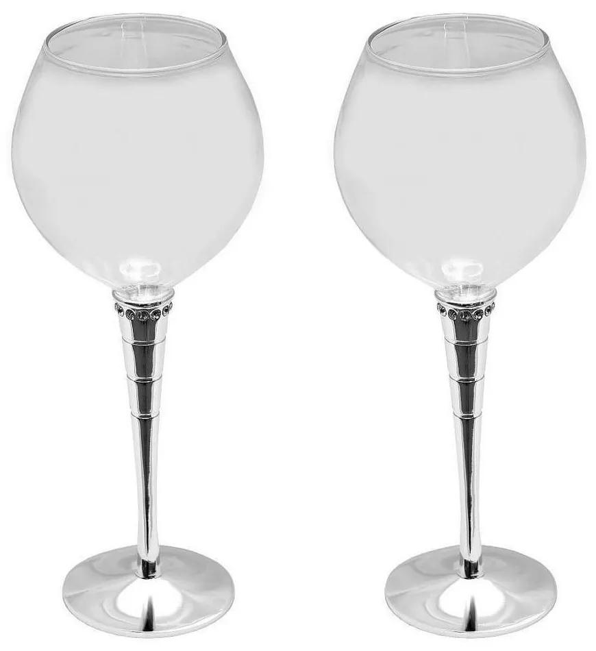 Ποτήρι Κρασιού Γραμμωτό Με Στρας Pet106 (Σετ 2τμχ) Clear Espiel Γυαλί