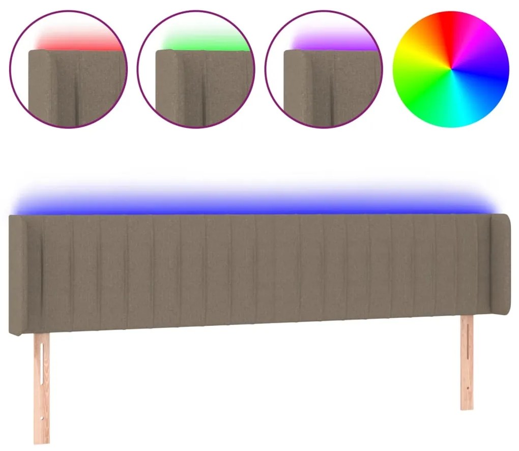 vidaXL Κεφαλάρι Κρεβατιού LED Taupe 203x16x78/88 εκ. Υφασμάτινο