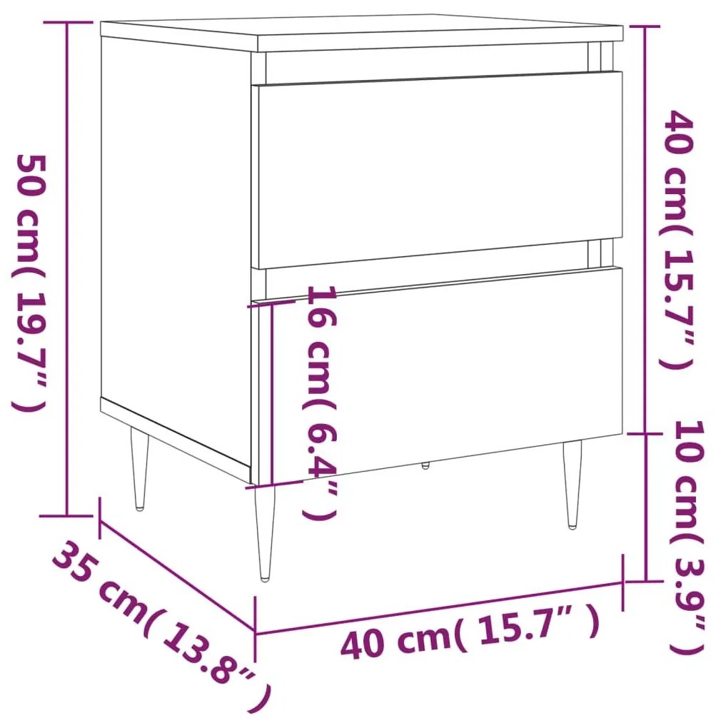 Κομοδίνα 2 τεμ. Καπνιστή Δρυς 40x35x50 εκ. Επεξεργασμένο Ξύλο - Καφέ