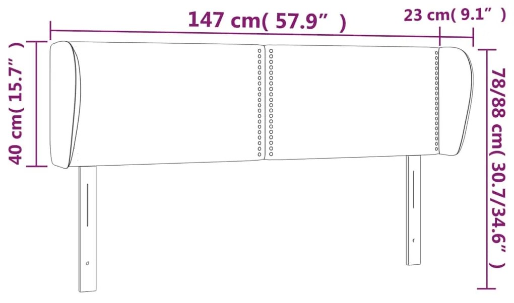 Κεφαλάρι με Πτερύγια Μαύρο 147 x 23 x 78/88 εκ. Υφασμάτινο 3117004