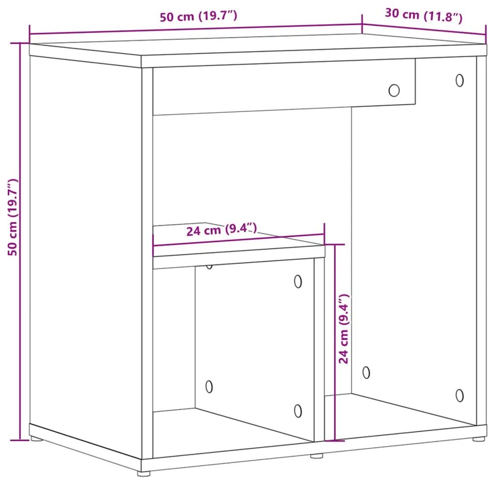 Τραπέζια Βοηθητικά 2 τεμ. Λευκά 50x30x50 εκ. από Μοριοσανίδα - Μαύρο