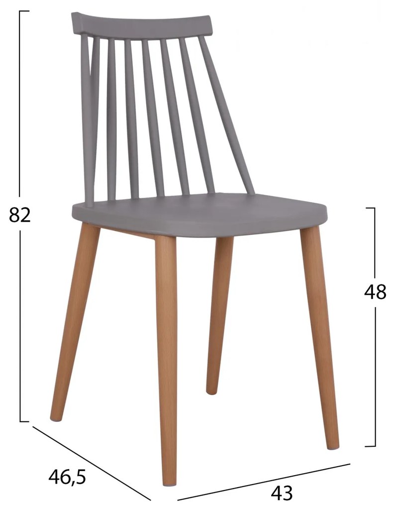 Σετ τραπεζαρίας C11327.10 5τμχ με Τραπέζι MINIMAL 120x80x73εκ. & Καρέκλες VANESSA Γκρί