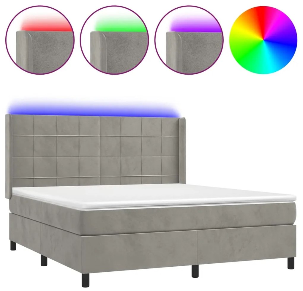 ΚΡΕΒΑΤΙ BOXSPRING ΜΕ ΣΤΡΩΜΑ &amp; LED ΑΝ.ΓΚΡΙ 160X200 ΕΚ. ΒΕΛΟΥΔΙΝΟ 3139571