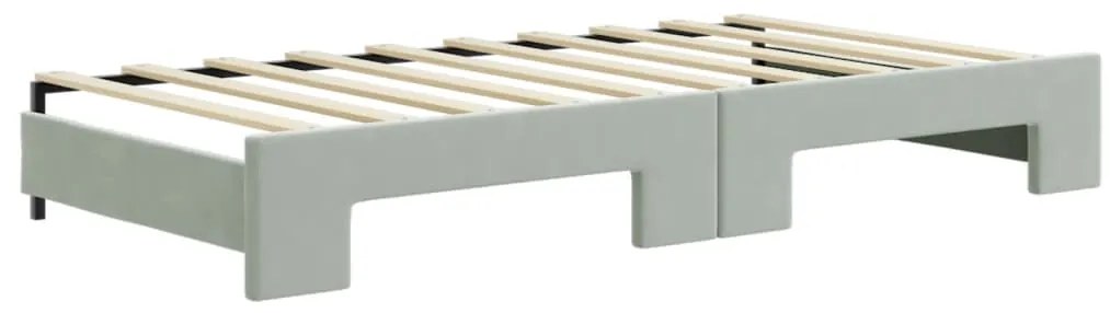 vidaXL Καναπές Κρεβάτι Συρόμενος Αν. Γκρι 90x190 εκ Βελούδο &amp; Συρτάρια