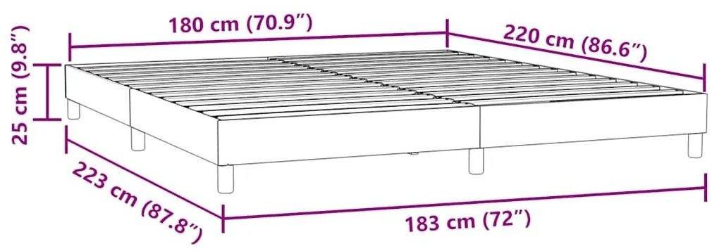 Box Spring Κρεβάτι χωρίς στρώμα Σκούρο μπλε 180x220cm Βελούδινο - Μπλε