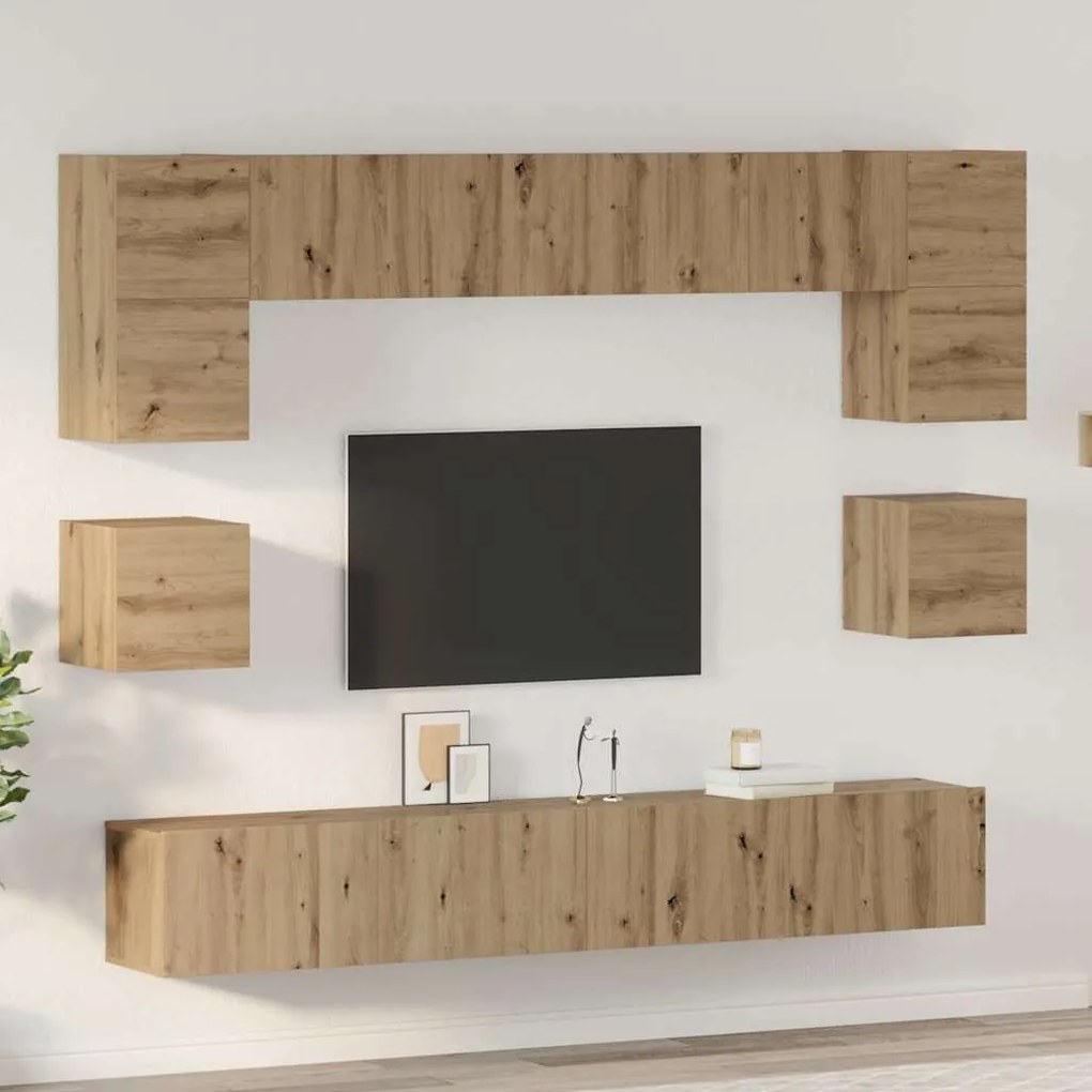 vidaXL Σετ επίπλου τηλεόρασης 8 pcs artisan δρυς 100 x 30 x 30 cm
