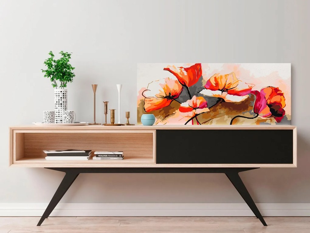 Πίνακας για να τον ζωγραφίζεις - Flowers - Delicate Poppies 100x40