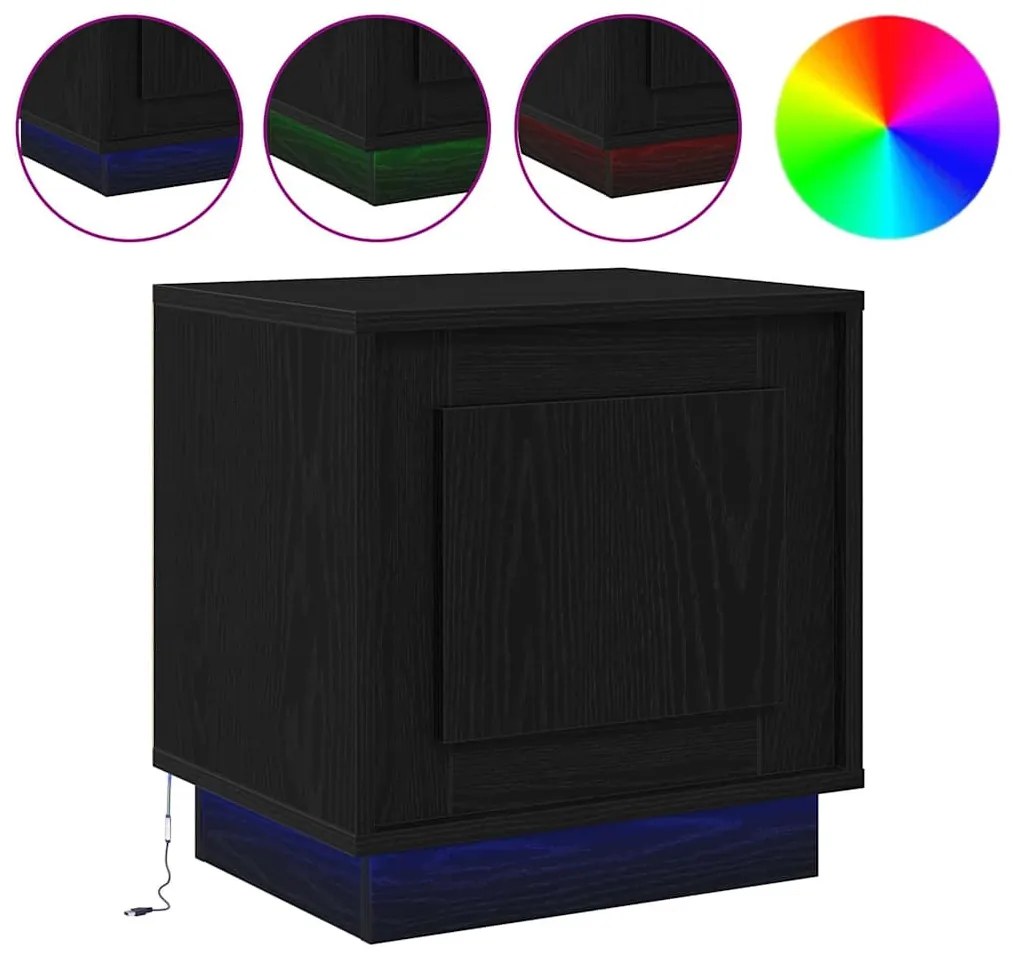 vidaXL Κομοδίνο με 2 pcs Μαύρο 44 x 34.5 x 45 εκ Επεξεργασμένο ξύλο