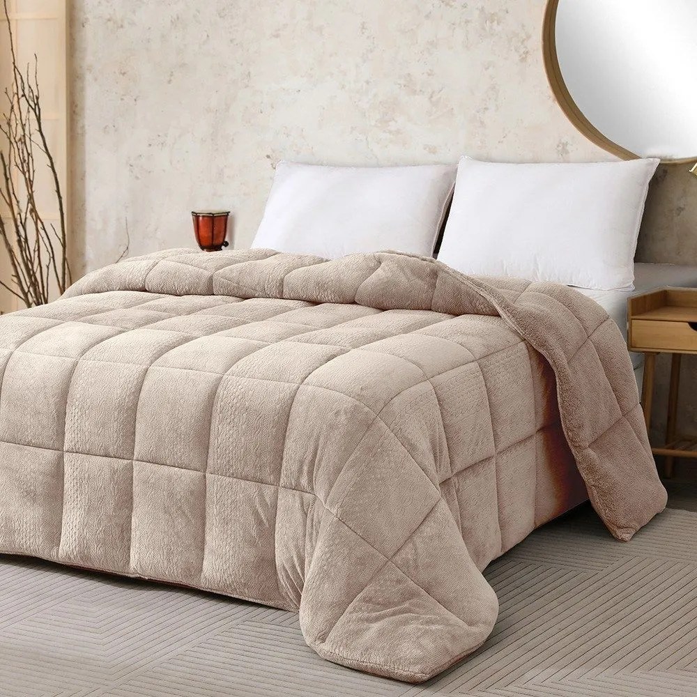 Κουβερτοπάπλωμα Shelby Beige Melinen Μονό 160x220cm 100% Hollowfiber