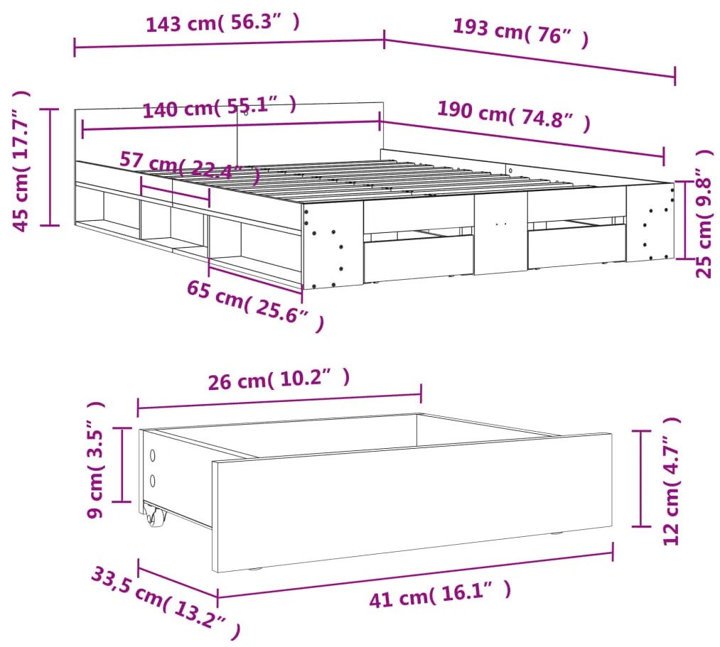 ΠΛΑΙΣΙΟ ΚΡΕΒΑΤΙΟΥ ΜΕ ΣΥΡΤΑΡΙΑ SONOMA ΔΡΥΣ 140X190ΕΚ. ΕΠΕΞ. ΞΥΛΟ 3280764