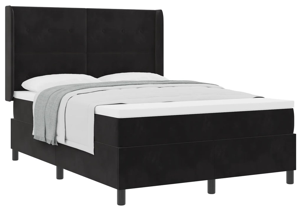 vidaXL Κρεβάτι με ελατήρια με κεφαλάρι Μαύρο 160 x 200 cm Βελούδο