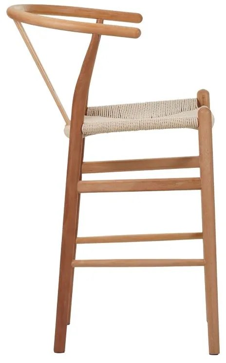 Σκαμπό μπαρ Wishbone rubberwood-σχοινί σε φυσική απόχρωση 55x49x108εκκ 55x49x96 εκ.