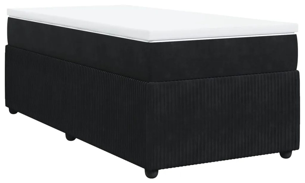 vidaXL Κρεβάτι Boxspring με Στρώμα Μαύρο 90x190 εκ. Βελούδινο