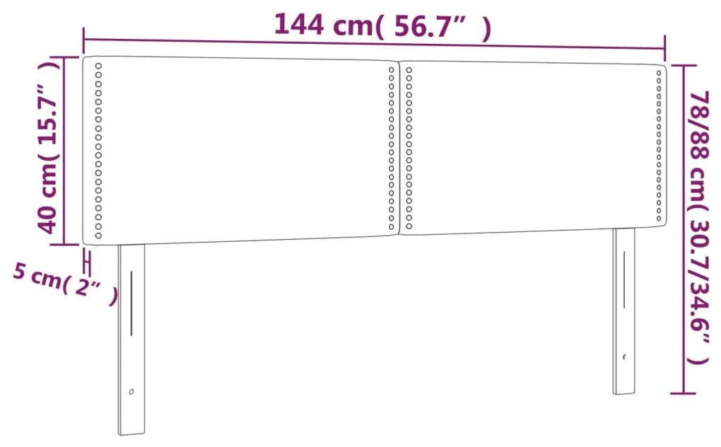 vidaXL Κεφαλάρι Κρεβατιού LED Σκούρο Γκρι 144x5x78/88 εκ. Υφασμάτινο