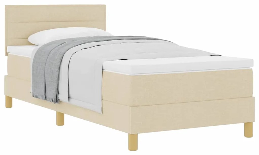 vidaXL Κρεβάτι box spring με στρώμα με στρώμα Κρεμ 80 x 200 cm ύφασμα