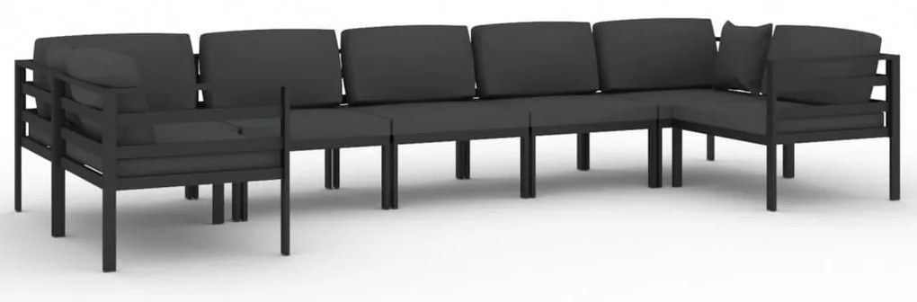 vidaXL Σαλόνι Κήπου 7 Τεμαχίων Ανθρακί Αλουμινίου με Μαξιλάρια