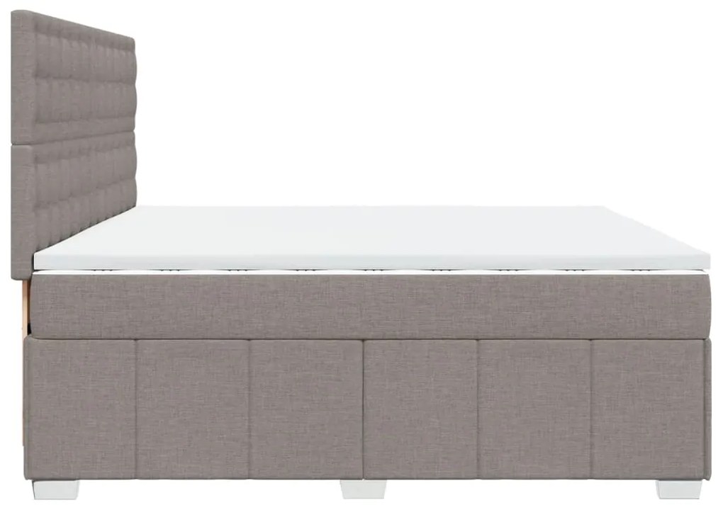 vidaXL Κρεβάτι Boxspring με Στρώμα Taupe 200x200 εκ. Υφασμάτινο