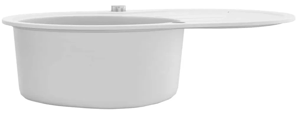 vidaXL Νεροχύτης με Μονή Γούρνα Οβάλ Λευκός Γρανιτένιος