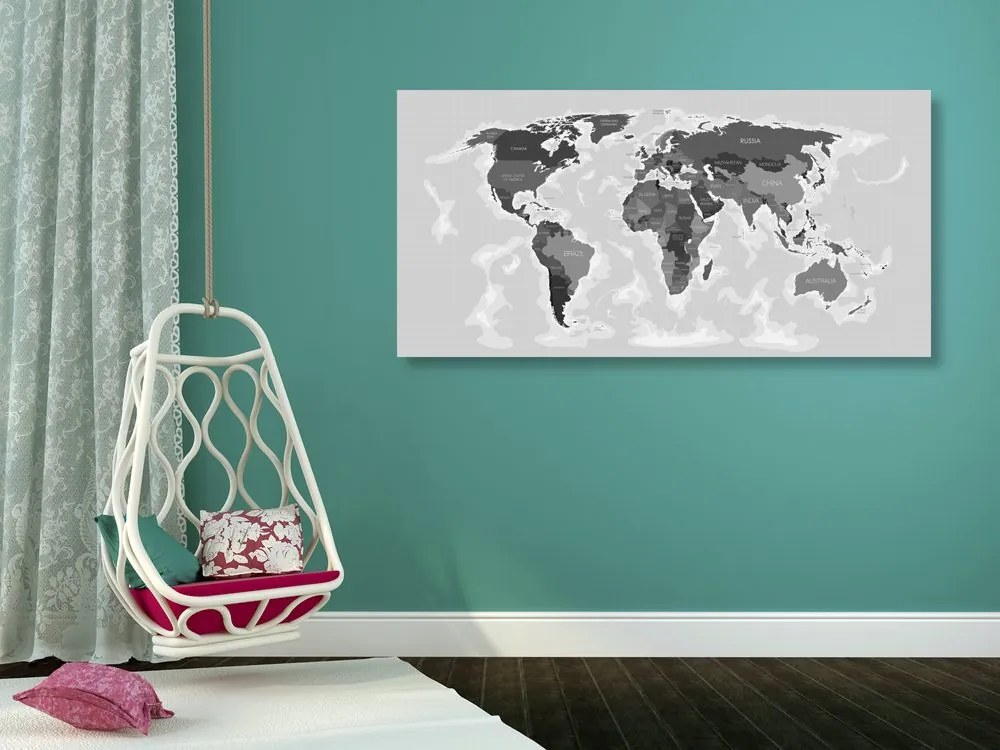 Εικόνα ενός όμορφου χάρτη σε φελλό με μια πινελιά ασπρόμαυρου - 120x60  wooden