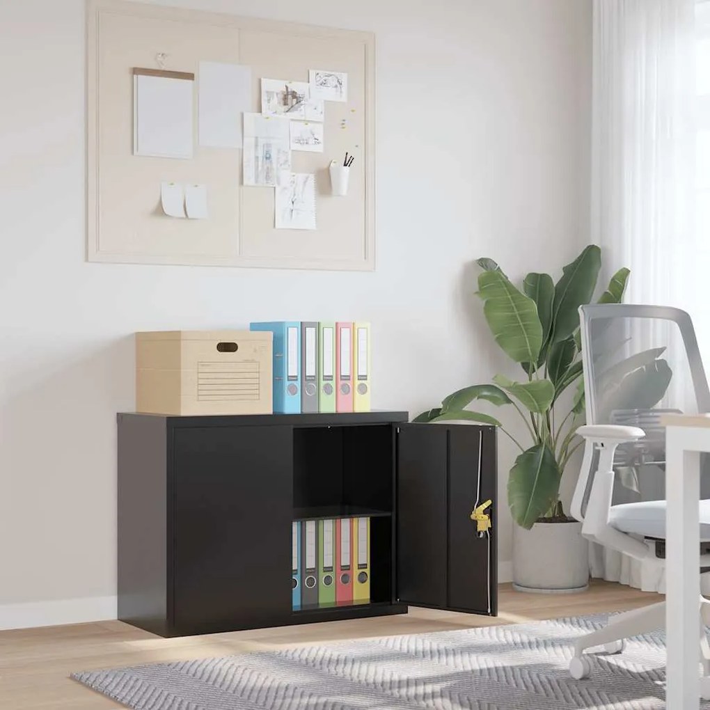 vidaXL Αρχειοθήκη Μαύρη 90 x 40 x 70 εκ. από Ατσάλι