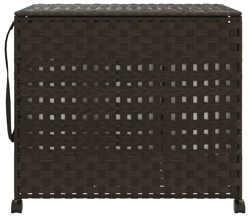 vidaXL Καλάθι Άπλυτων με Τροχούς Σκούρο Καφέ 66x35x60 εκ. από Ρατάν