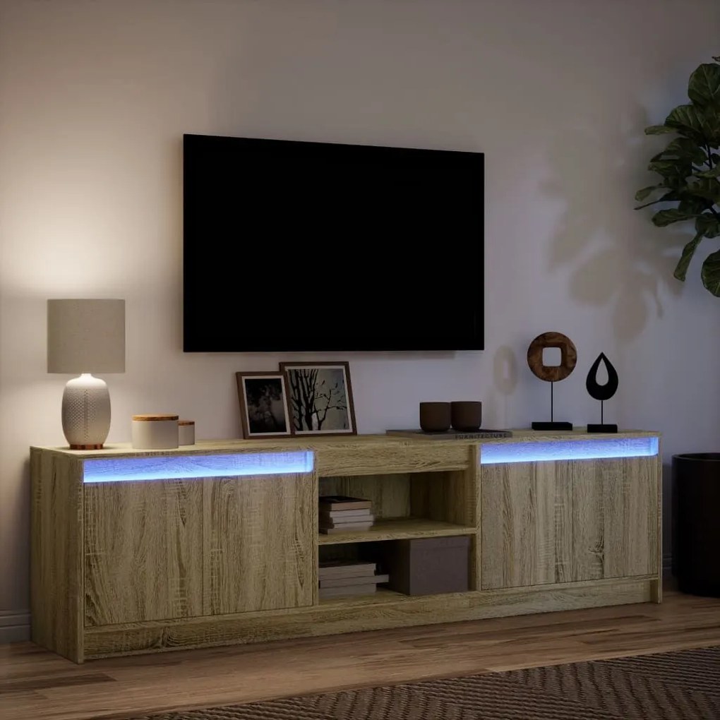 Έπιπλο Τηλεόρασης με LED Sonoma Δρυς 180x34x50 εκ. Επεξ. Ξύλο - Καφέ