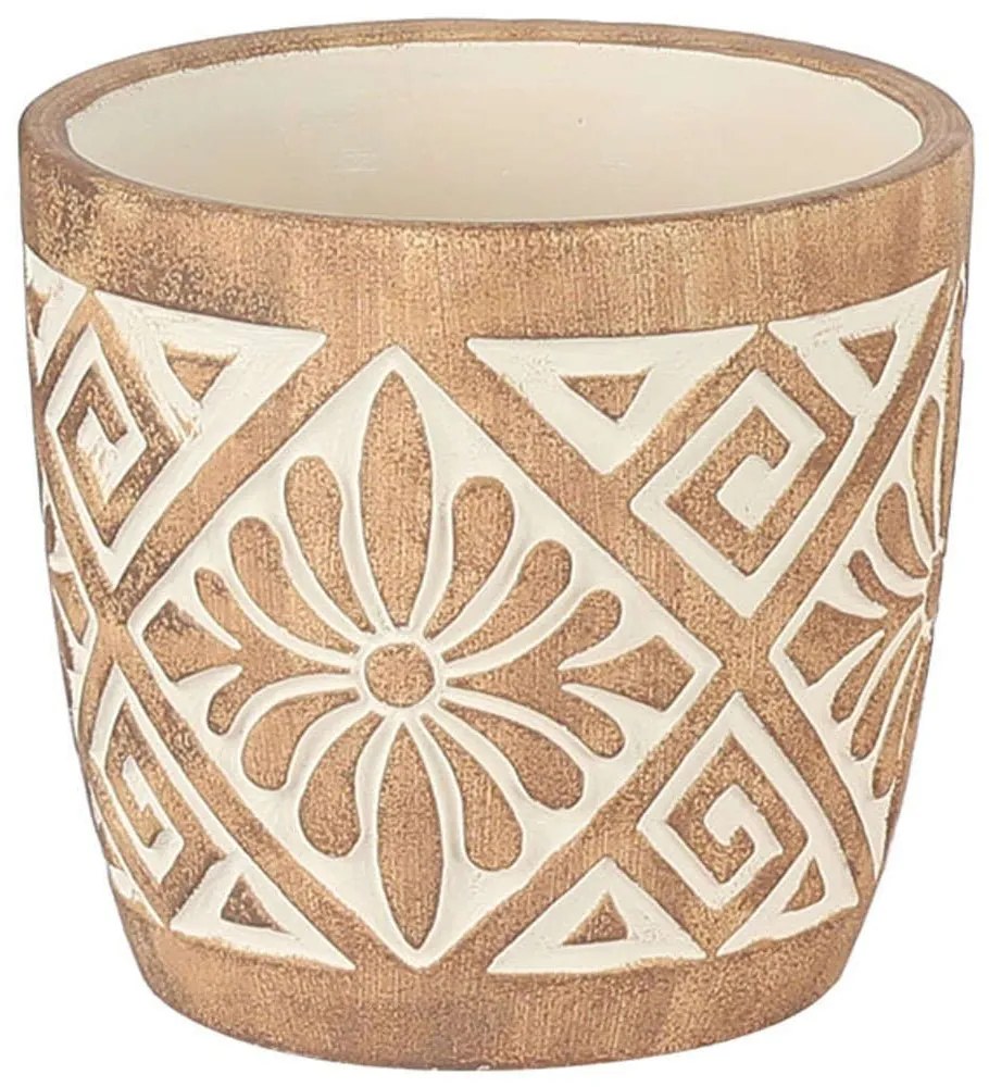 Κασπώ Ανάγλυφο 06-00-24500 Φ17,5x16cm Brown-Ecru Marhome Ceramic