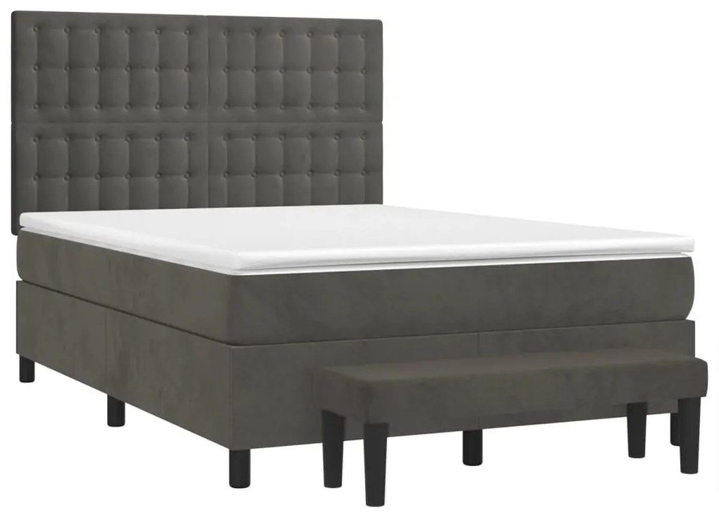 ΚΡΕΒΑΤΙ BOXSPRING ΜΕ ΣΤΡΩΜΑ ΣΚΟΥΡΟ ΓΚΡΙ 140X190 ΕΚ. ΒΕΛΟΥΔΙΝΟ 3138080